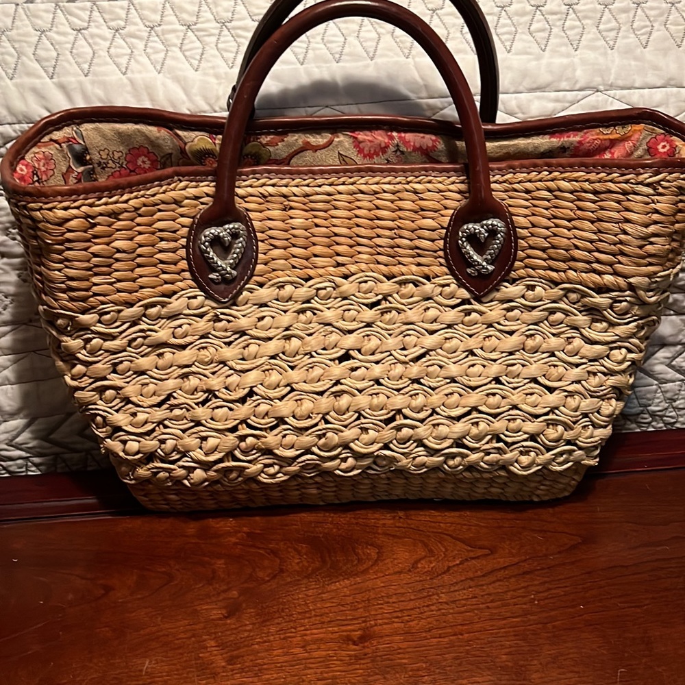 Brighton Woven basket tote, lined Gently used- good for beach or pool